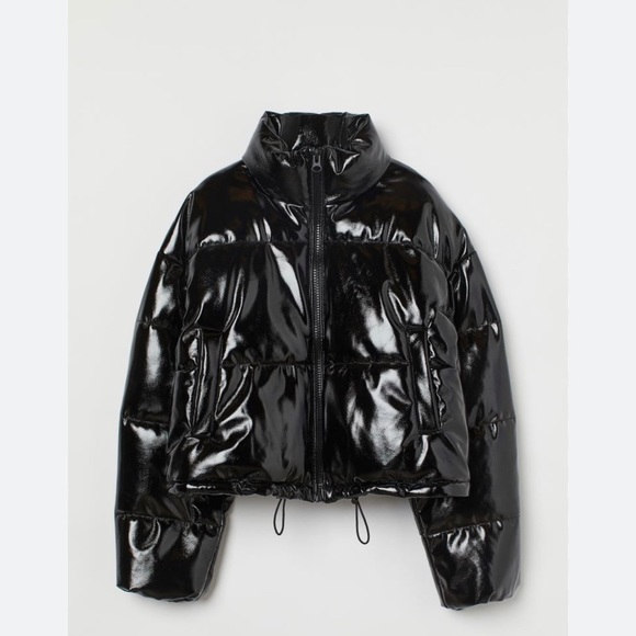 H&M Jackets & Blazers - Women’s Coat - black, cropped, puffer.